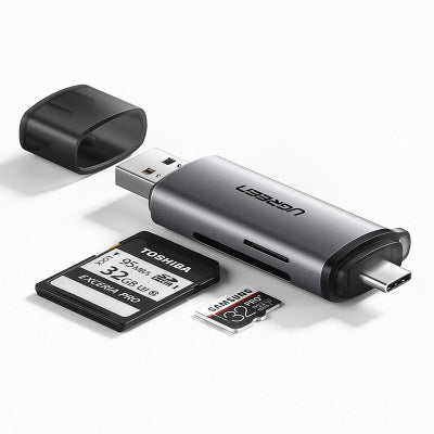 Multi-function OTG card reader SD Card Reader 2-in-1, USB C Dual Slot Flash Card Adapter, Sturdy High-Speed Micro SD Memory Card Reader for SD, MicroSD, SDHC, SDXC, MMC for iPhone 16, MacBook, iPad Pro, Galaxy